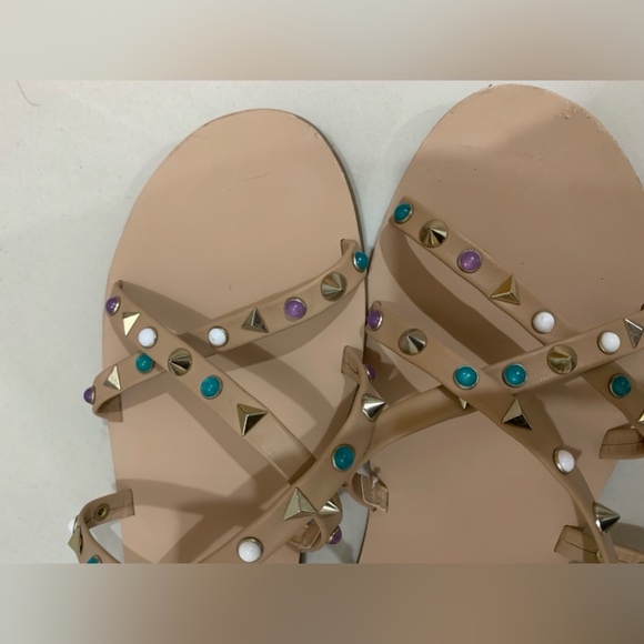 Steve Madden Tan and Purple Sandals with Studded Straps - Picture 7 of 9